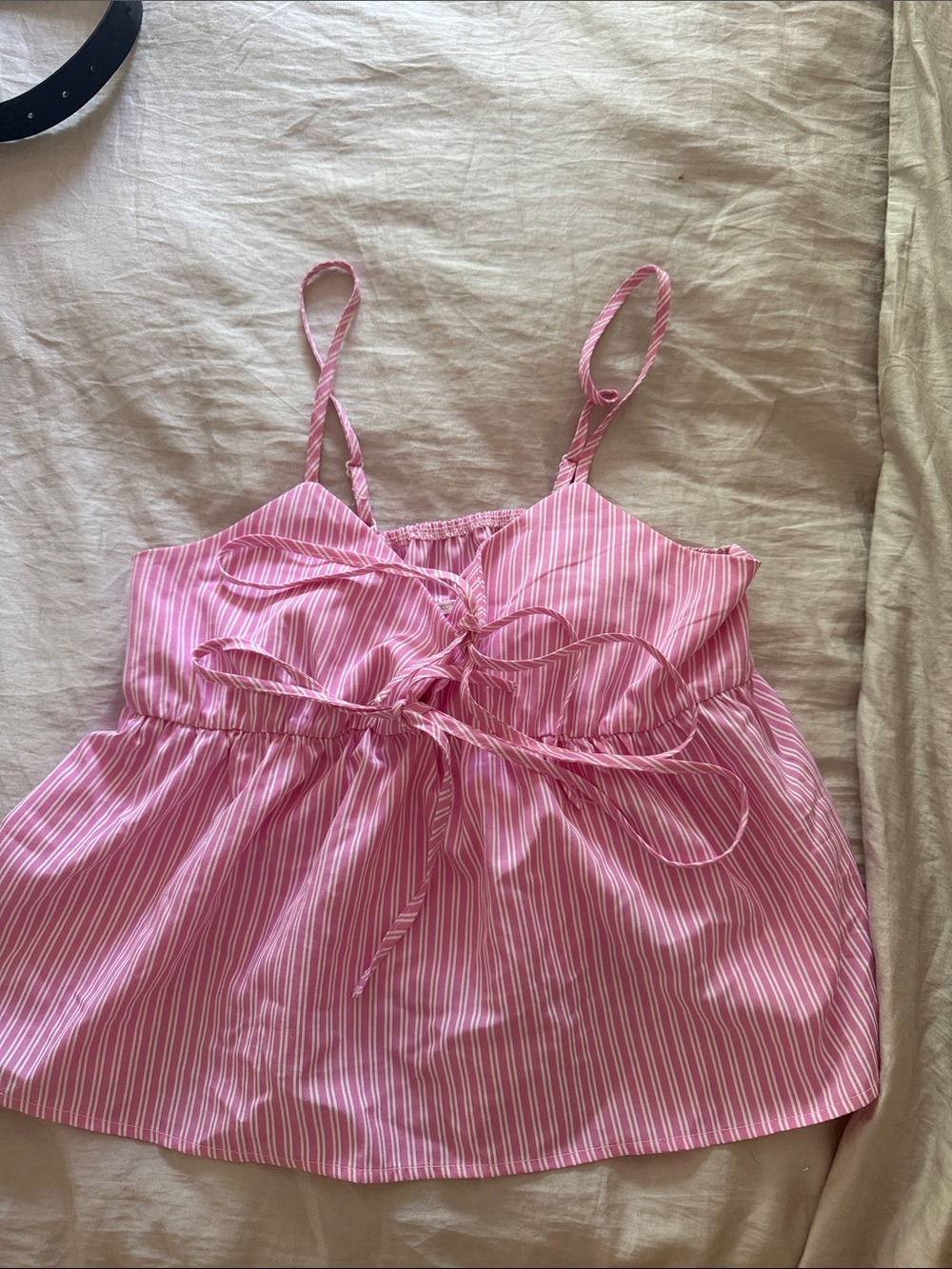 Pink Striped Tie-Front Cami Top
